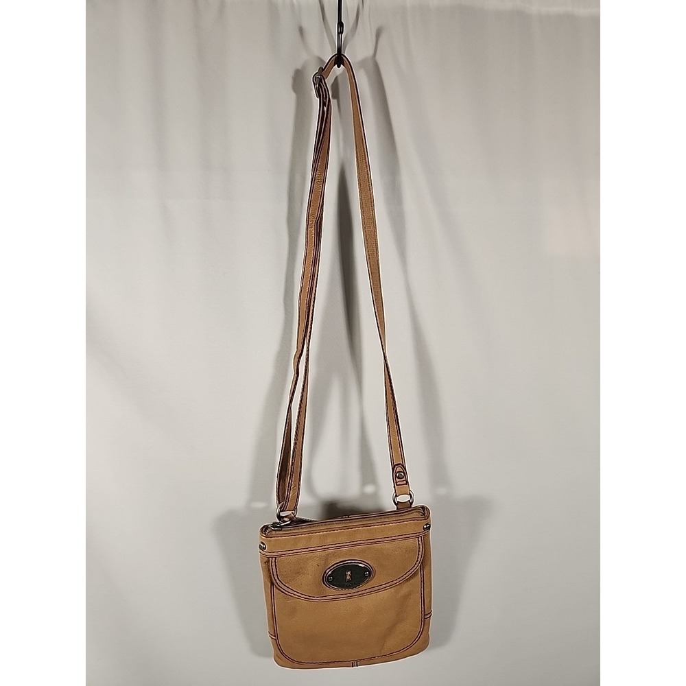 FOSSIL Mini Maddox Camel Tan Keyhole Crossbody Leather Bag Handbag Purse SL3129